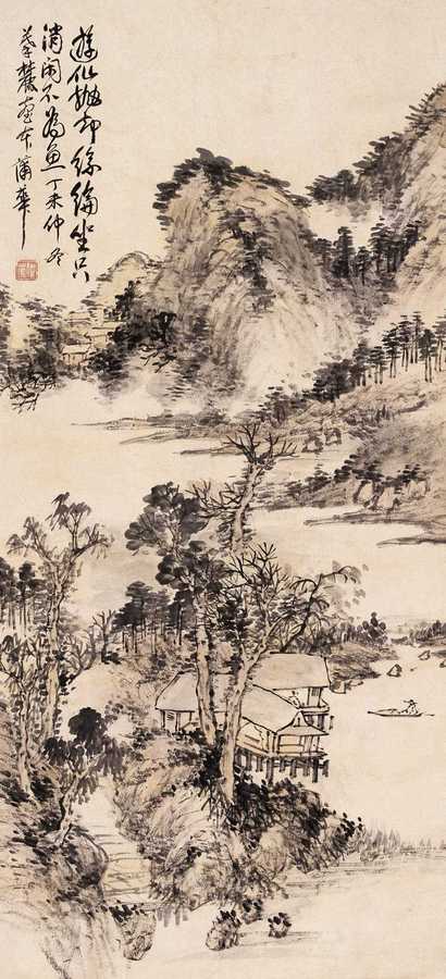 蒲华 丁未(1907年)作 山水 立轴